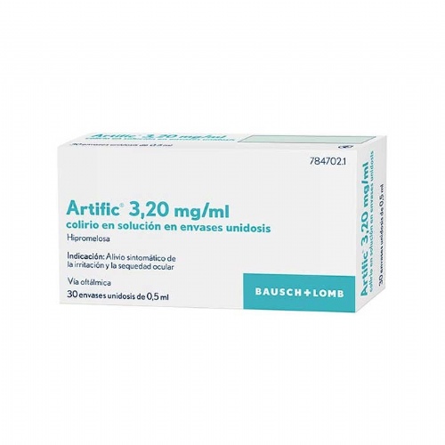 ARTIFIC 3,20 mg/ml COLIRIO EN SOLUCION EN ENVASE  UNIDOSIS, 30 envases unidosis de 0,5 ml