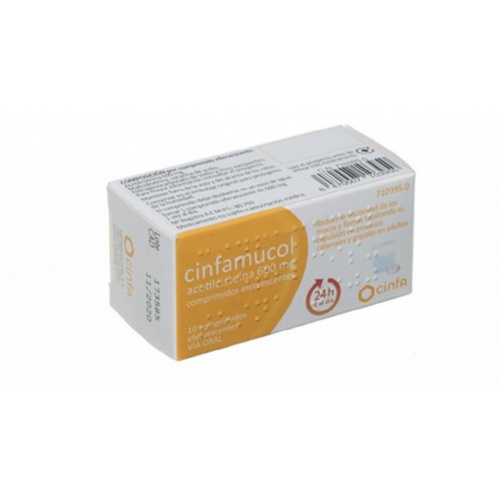 CINFAMUCOL ACETILCISTEÍNA FORTE 600 MG COMPRIMIDOS EFERVESCENTES , 10 comprimidos