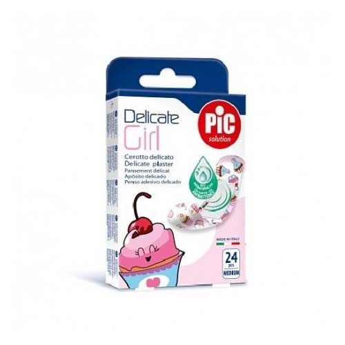 Pic delicate tnt antibacteriano kids - aposito adhesivo (girls 19 x 72 mm 24 apositos)