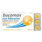 BUCOMAX CON LIDOCAINA PASTILLAS PARA CHUPAR SABOR MIEL Y LIMON, 24 pastillas